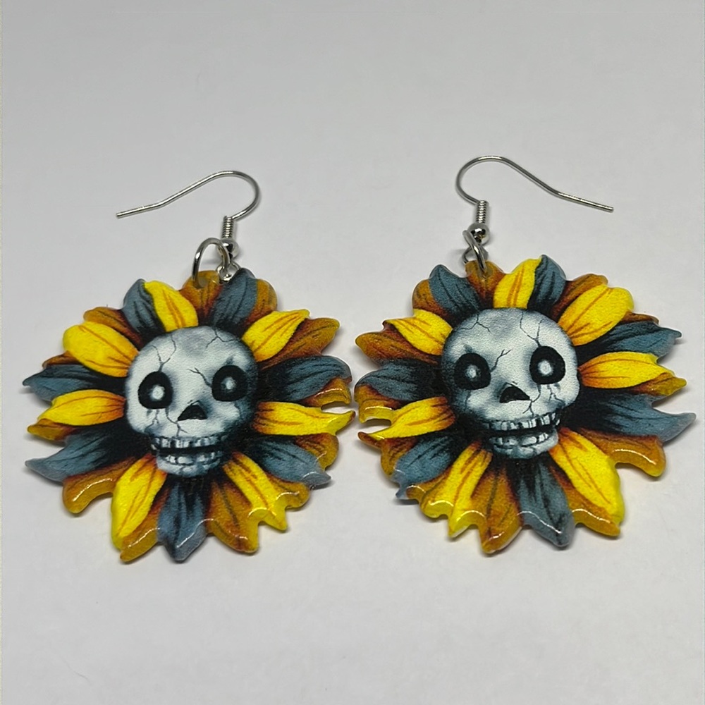Earrings Undead Sunflower Gothic Halloween‎